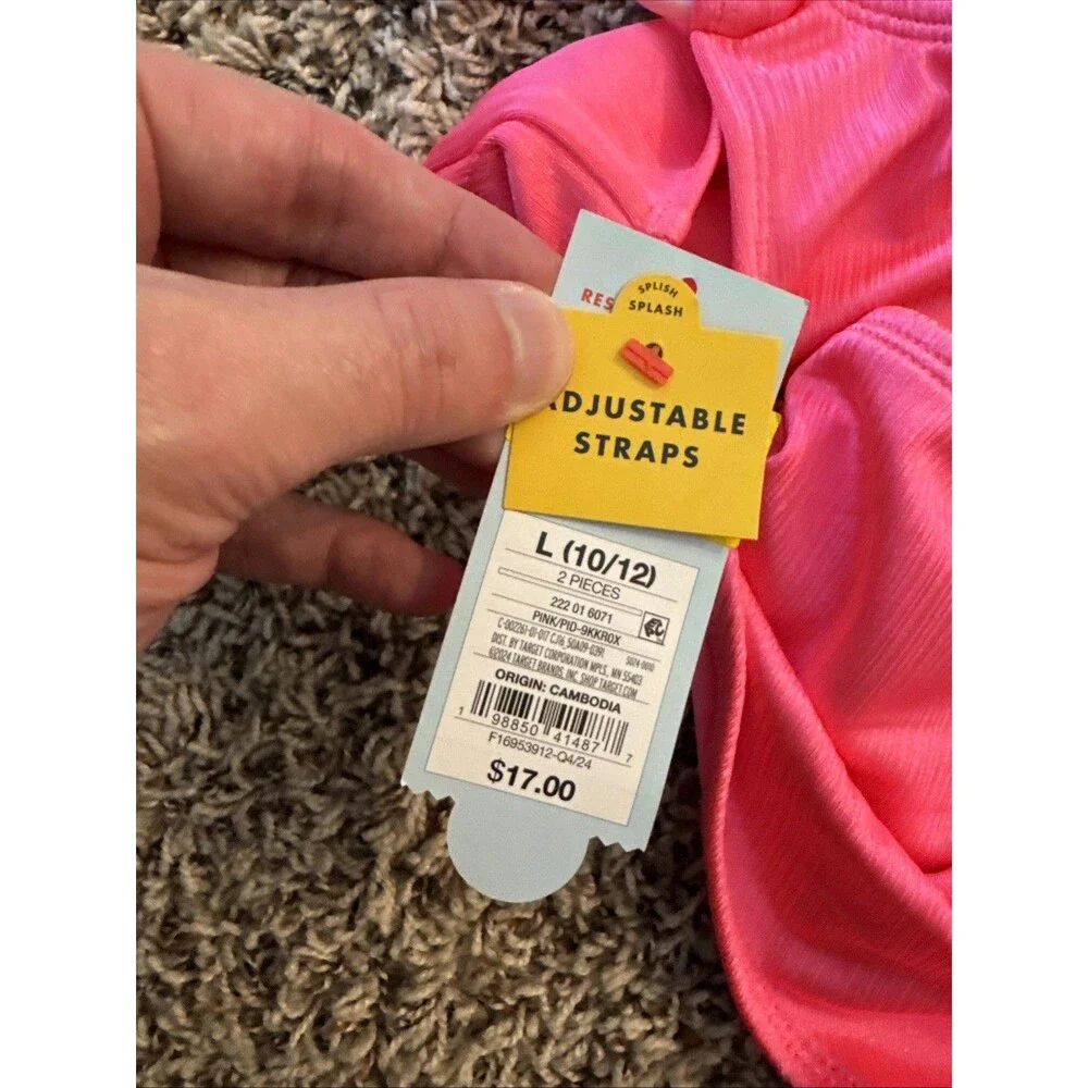 Cat & Jack Pink Swim Set Size L (10/12) Bikini Girls Kids